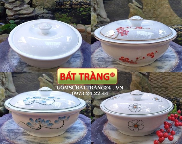 ÂU CƠM BÁT TRÀNG THỐ SỨ ĐẸP ĐỰNG CƠM CANH ÂU CƠM SỨ CAO CẤP THỐ CƠM CÓ VUNG NẮP ĐẬY