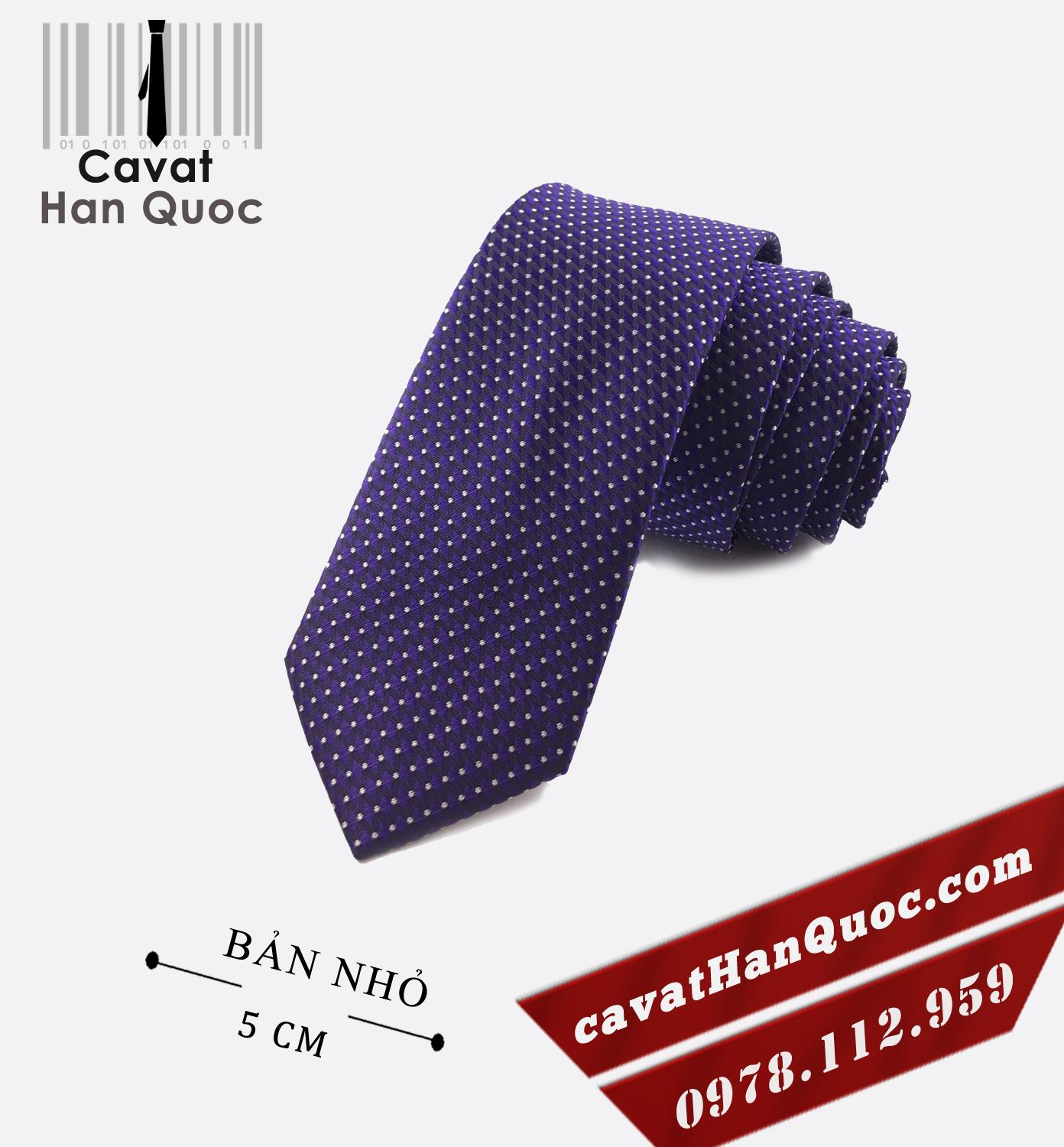 Cà vạt nam - CARAVAT BẢN NHỎ TÍM CHẤM BI