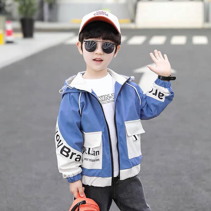 Áo khoác bé trai - Áo khoác dù hai lớp cho bé trai 18-40kg dễ thương năng động.