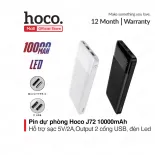 Pin sạc dự phòng 10000mAh Hoco J72/PK-01 , sạc 5V/2A Max, 2 Output USB, 2 Input ( Micro + Type-C ) có đèn LED