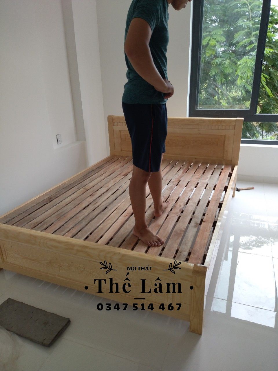 Giường gỗ sồi bao lắp ráp trong ngày đủ size 1m4 x 2m