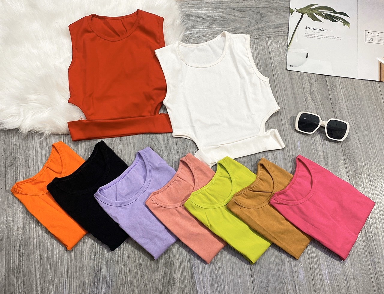 Áo ba lỗ khoét eo, áo ba lỗ thun borip, áo ba lỗ croptop khoét eo bal1