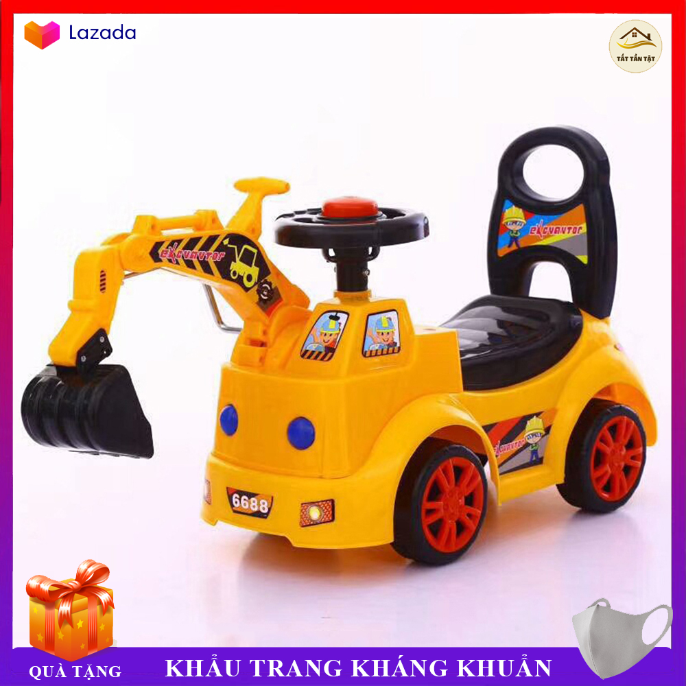 Đồ chơi Xe cẩu, máy xúc chòi chân, chất liệu nhựa chắc chắn, Đồ chơi vận động cho bé