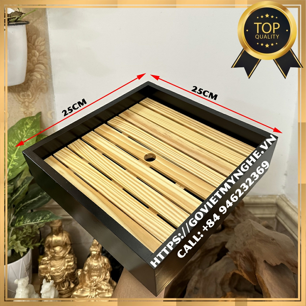 [Sơn đen - Vuông 25x25cm] Khay gỗ trang trí món ăn sushi sashimi-khay gỗ trang trí decor phụ kiện trang trí món ăn Nhật