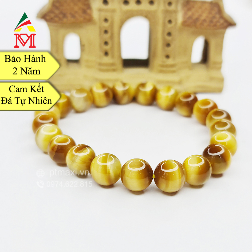 Vòng Tay Dạng Chuỗi Hạt Đá Thạch Anh Mắt Hổ Vàng. Hợp Mệnh Kim, Thổ