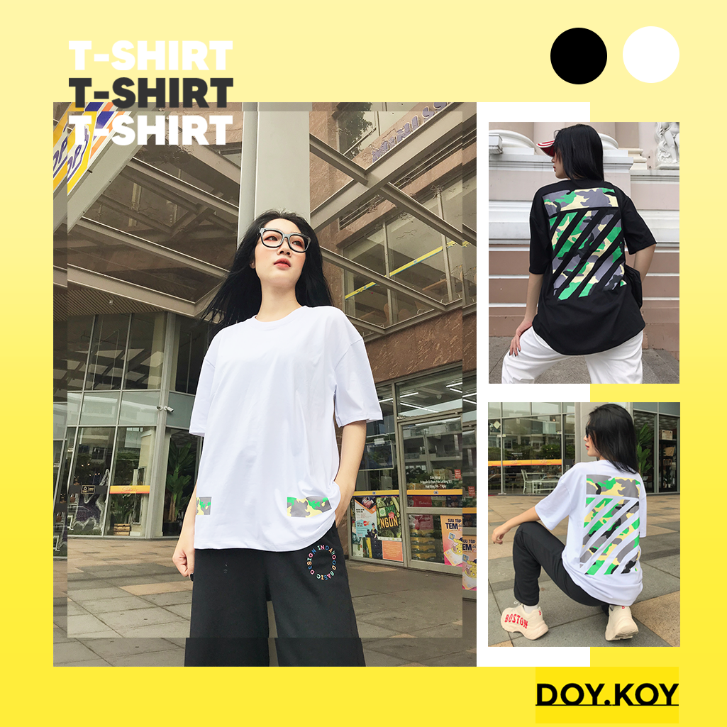 Áo thun nữ unisex camo rằn ri cá tính áo thun nữ tay lỡ form rộng- DOY.KOY