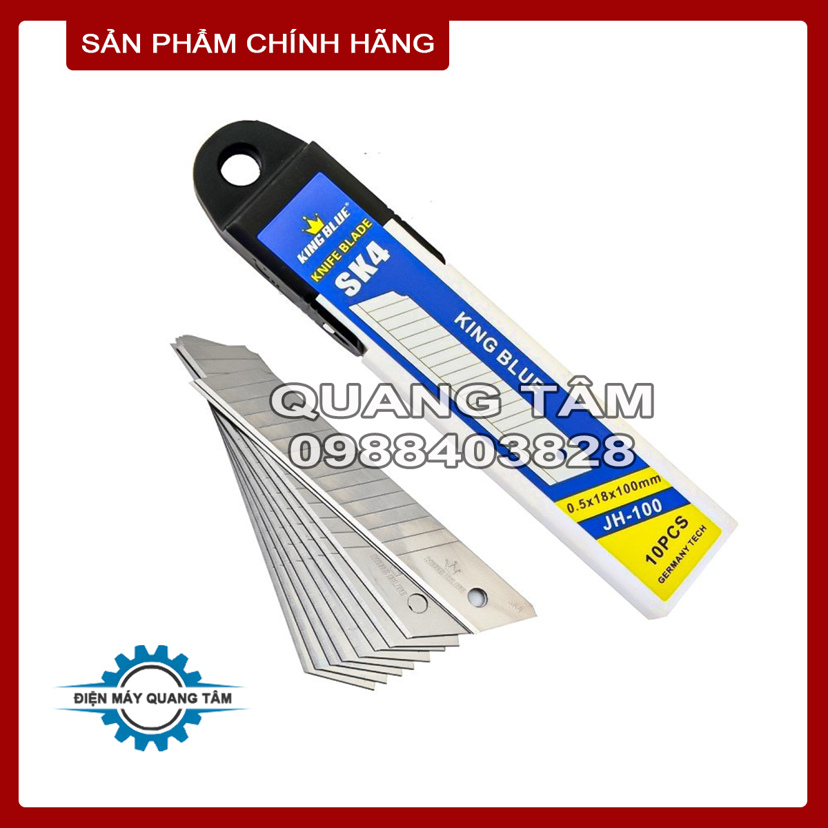 Hộp 10 lưỡi dao rọc giấy thay thế thép sk4 cao cấp kingblue jh-100