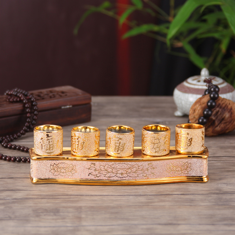 Chung nước cúng, Bộ 3 ly nước, bộ 5 ly thờ cúng thần tài, thổ địa, gia tiên