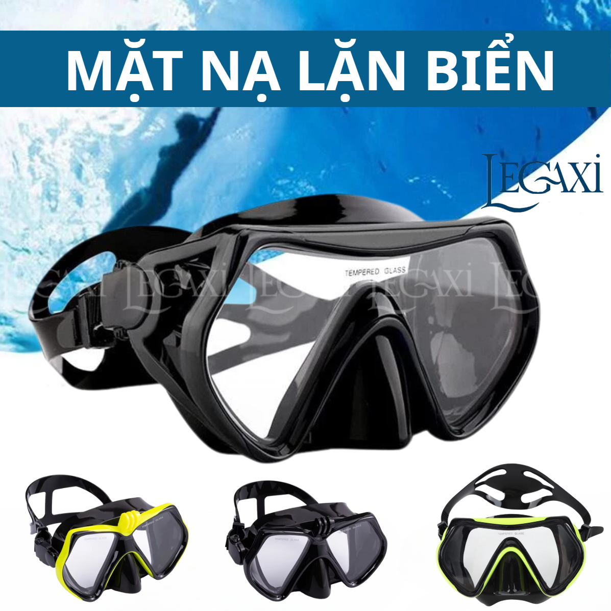 Mặt nạ lặn biển Legaxi kính cường lực an toàn ngăn nước giảm hấp hơi