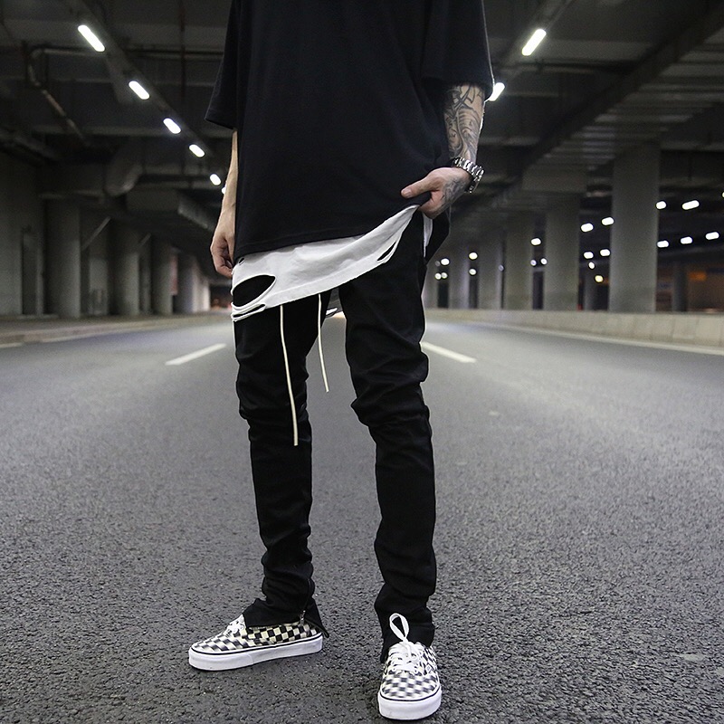 [HCM]Quần Jean Nam đen trơn Skinny Zipper ( có zip ở ống quần )