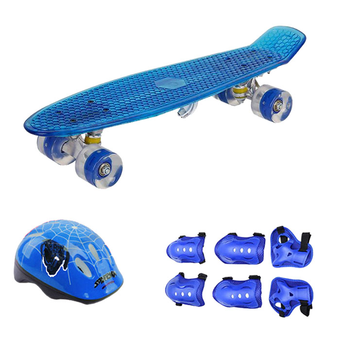 Bộ Ván Trượt Penny Bánh Cao Su Phát Sáng Đại Nam Sport (Kích Thước 56 x 10 x 13 cm) + Kèm Bộ Bảo Hộ Chân Tay Và Mũ Bảo Hiểm
