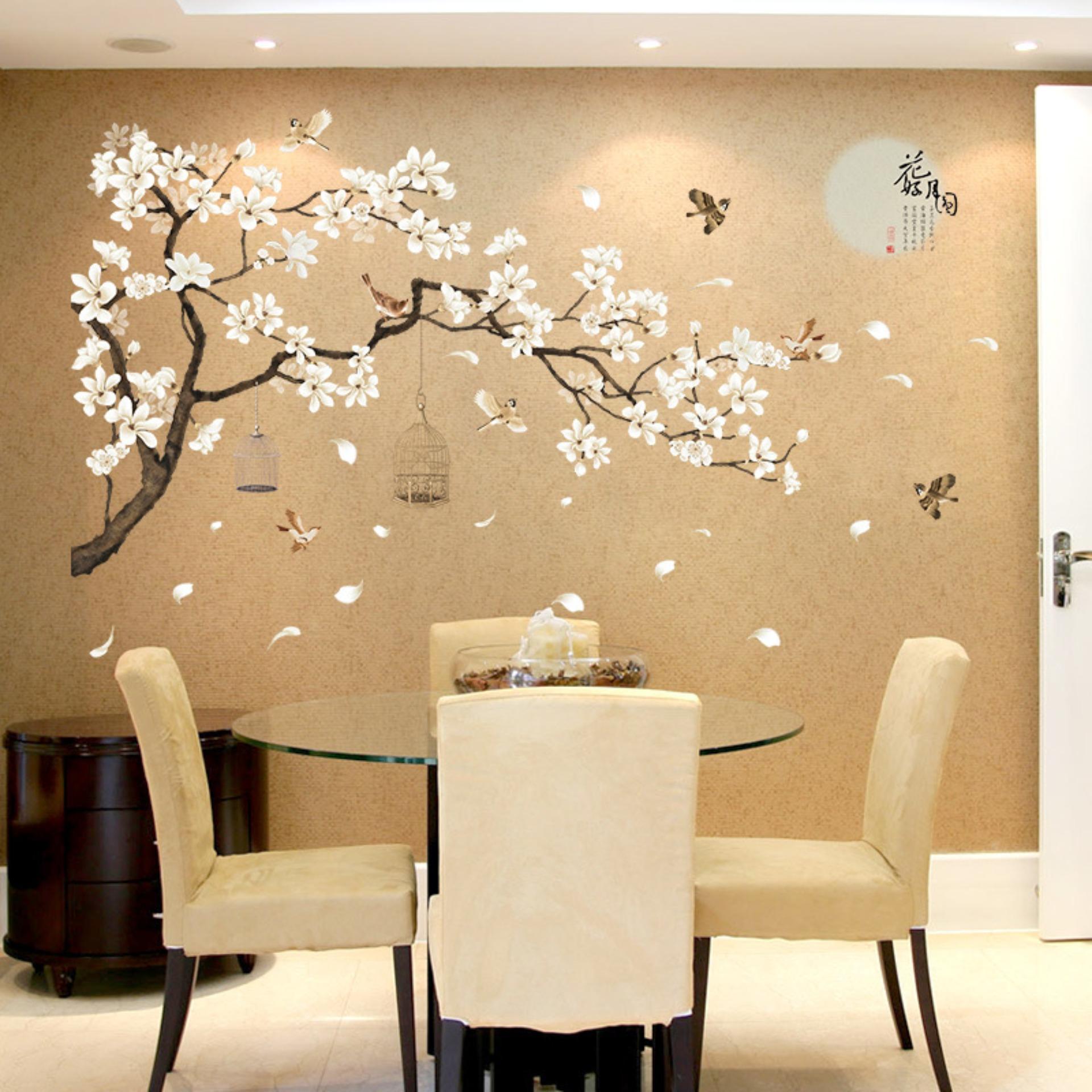 [HCM]Tranh cành hoa thủy mặc trắng trang trí tường DH086 (128 x 187 cm)