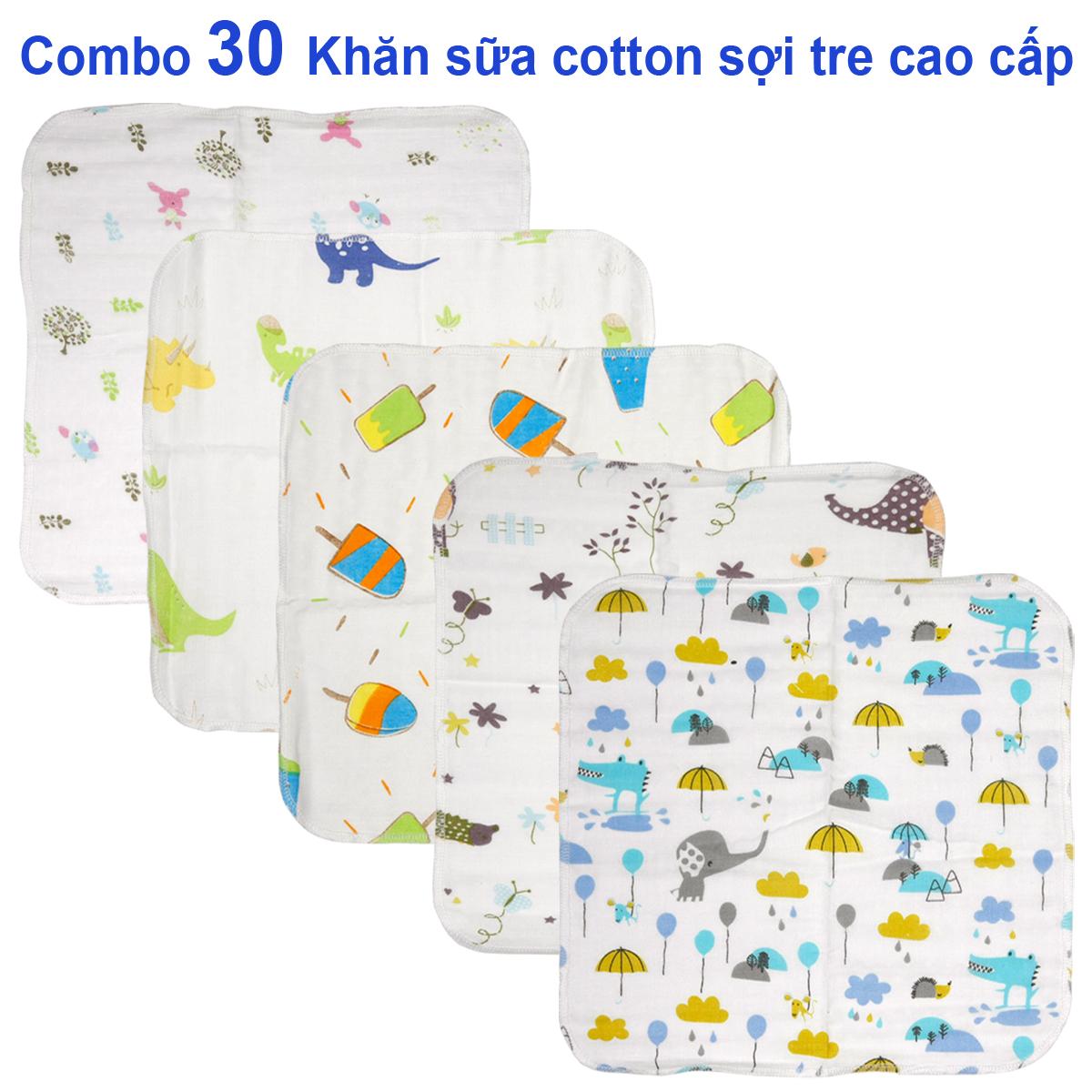 Combo 30 khăn sữa khăn xô cotton sợi tre cao cấp an toàn cho trẻ sơ sinh ( ảnh thật) - KIBA.shop - đồ cho trẻ sơ sinh