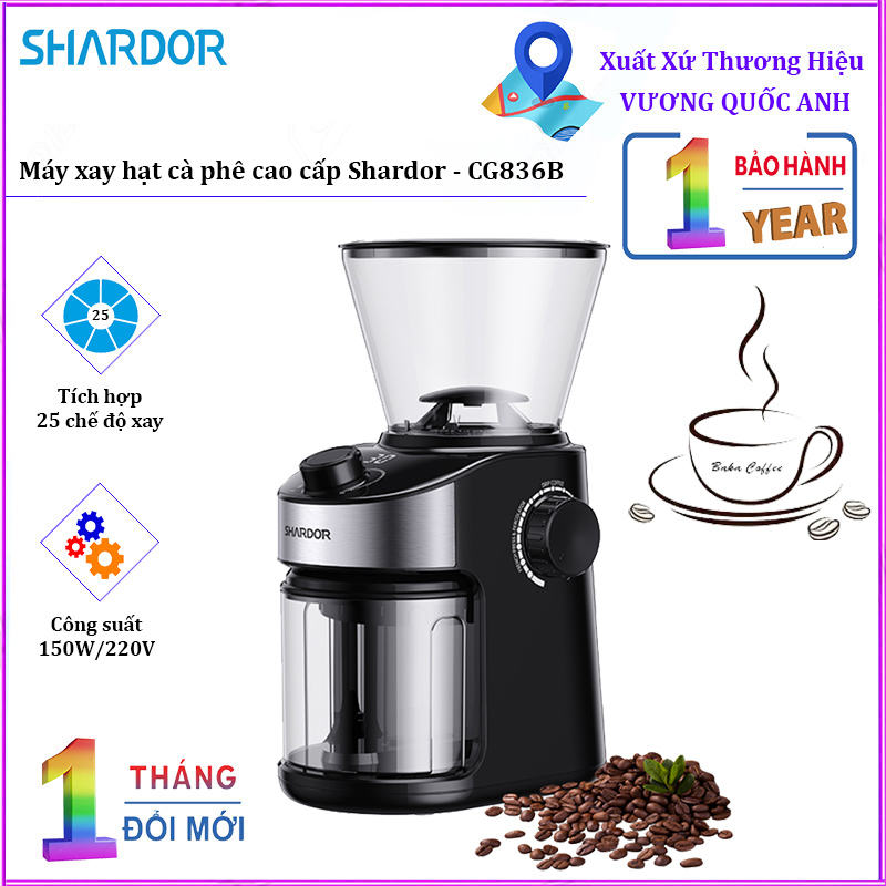 Máy xay hạt cà phê cao cấp Shardor CG836B - BẢO HÀNH 12 THÁNG