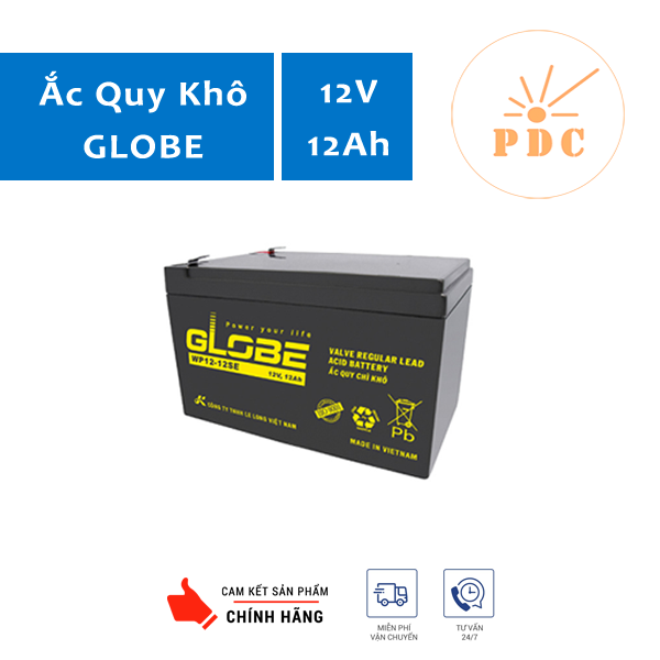Ắc Quy GLOBE 12V 12Ah WP12-12SE Cho UPS, Xe Điện, Cửa Cuốn - (PDC-TECH)