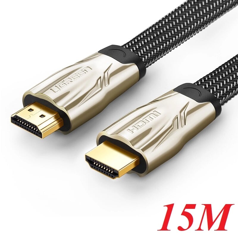 Ugreen 10258 15m màu đen cáp tín hiệu hdmi vỏ bọc lưới cao cấp cáp dẹt hd102