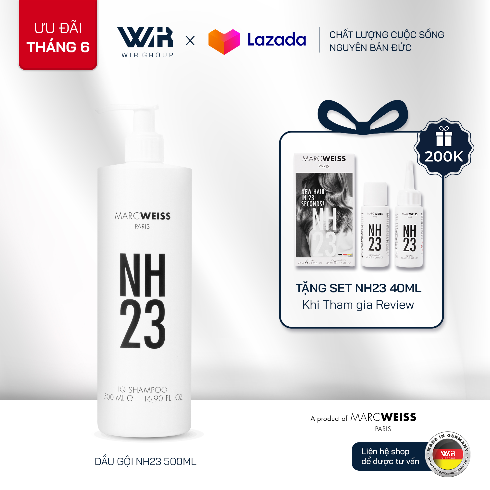 Dầu Gội NH23 IQ CARE 500ml Công Nghệ Tỏa Nhiệt Phục Hồi Tóc Hư Tổn Sau 23s