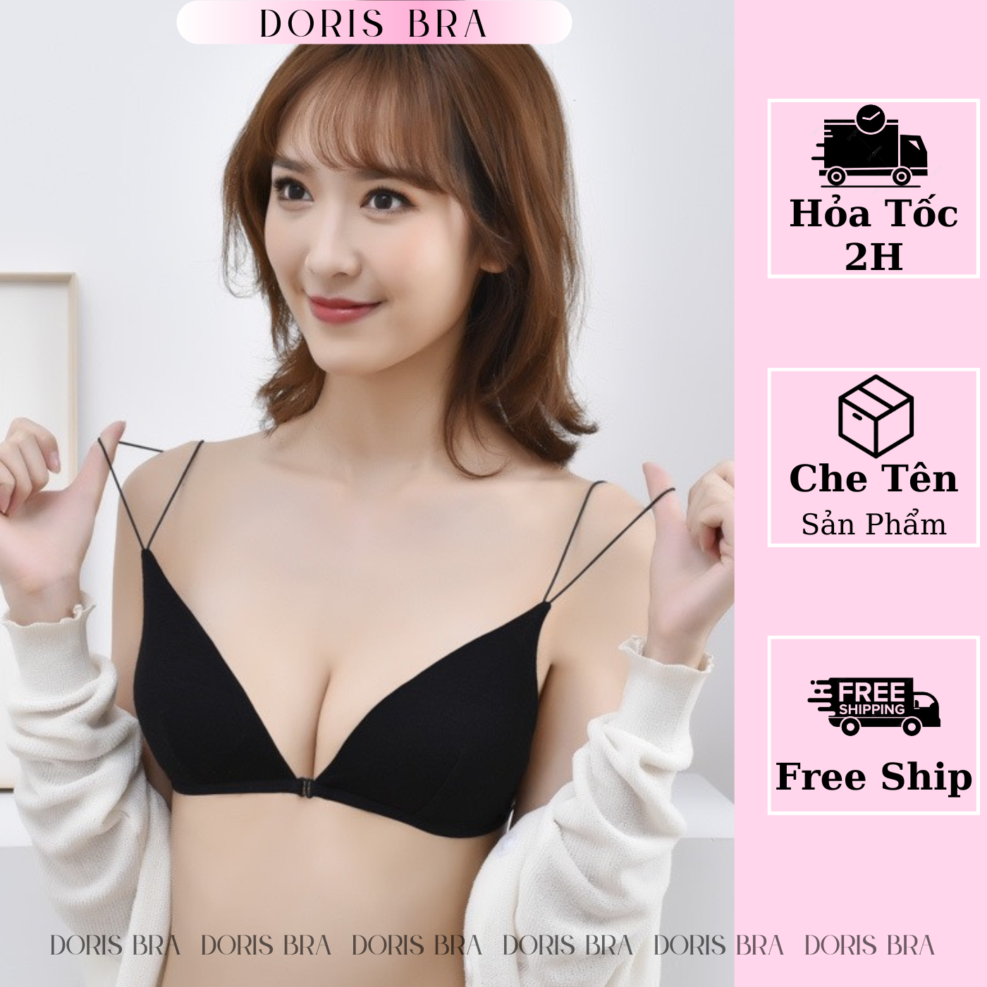 Áo lót nữ, áo bra nữ cotton cài trước dây mảnh đệm mỏng sexy, thoáng mát 2099 - Doris.fashion