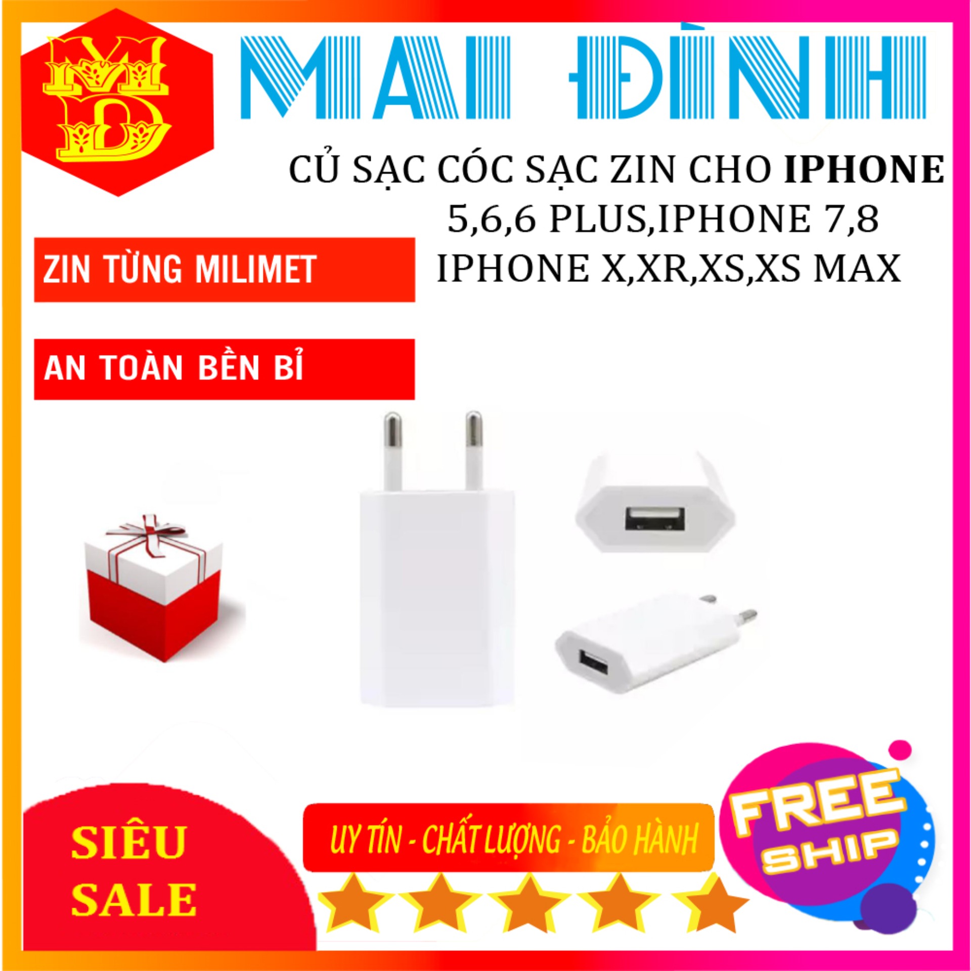 Củ sạc cóc sạc zin cho iphone 5 iphone 6 iphone 6 plus iphone 7 iphone 8 iphone x iphone xr iphone xs iphone xs max mr cau