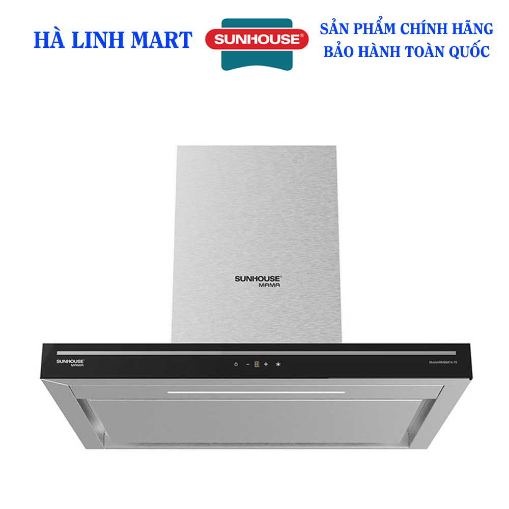[Trả góp 0%]Máy hút mùi cao cấp SUNHOUSE Mama MMB6815-70, Công suất motor 170W, Công suất hút 1100m3/h, Có than hoạt tính khử mùi, Bảng điều khiển cảm ứng, Bảo hành 18 tháng tại nhà