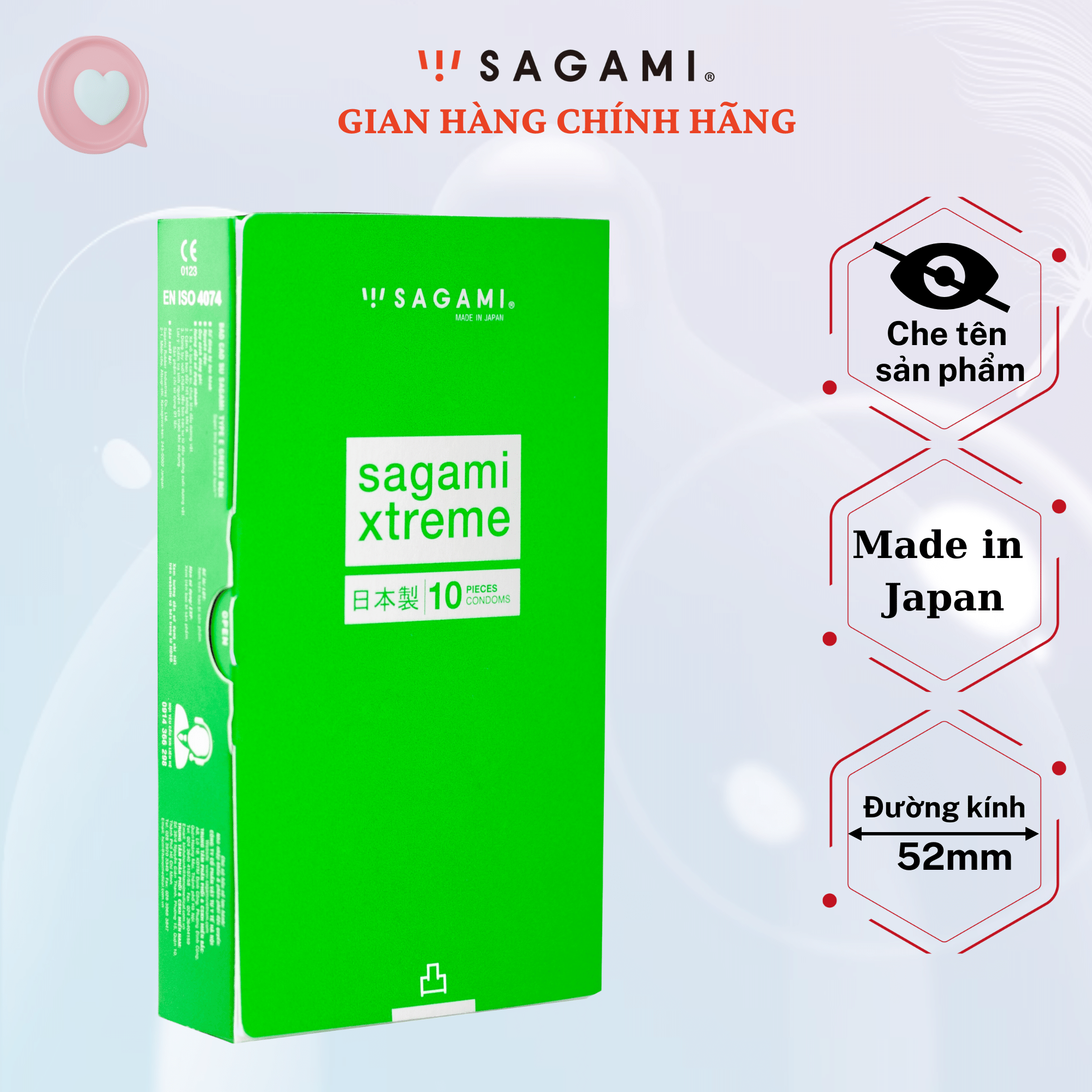 Bao cao su Sagami Xtreme Green (Hộp 10) - baocao su nam có gân gai Sagami Nhật Bản