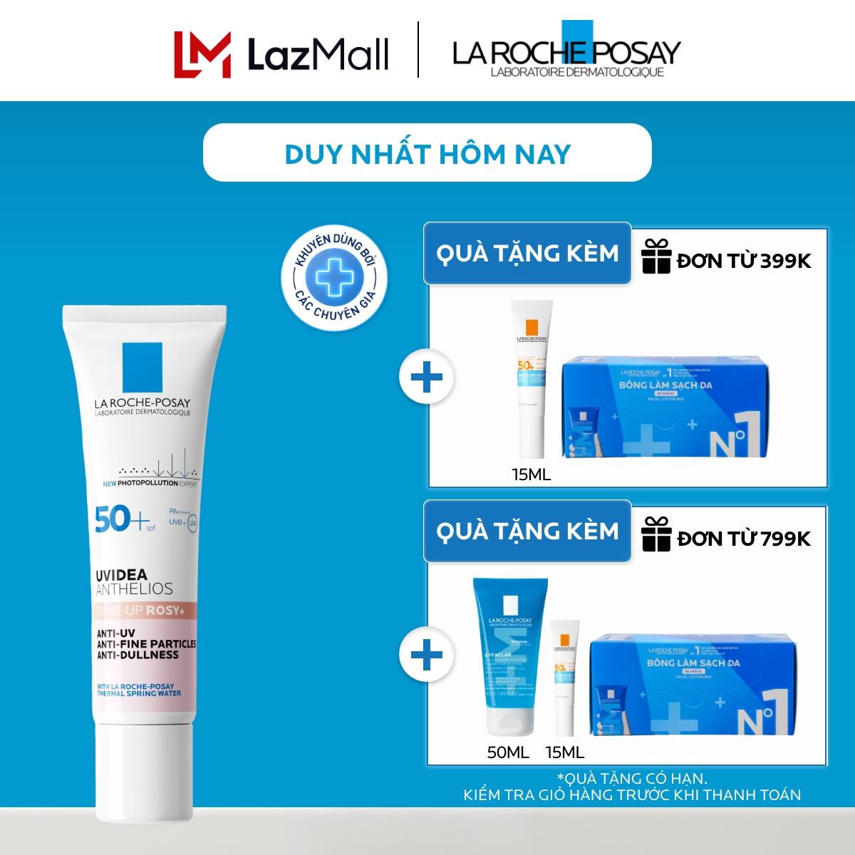 Kem chống nắng nâng tone sáng hồng rạng rỡ cho da khô, xỉn màu Anthelios UVIDEA Rosy+ SPF50+, PA++++