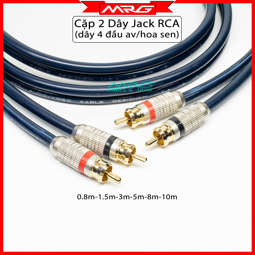 Cặp Dây Jack RCA dài 0.8m-1.5m-3m-5m-8m-10m RCA Cable | dây av 4 đầu dây hoa sen dây bông sen.