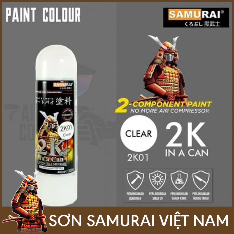 Sơn samurai 2k01- Chai phủ bóng 2k01 sơn xịt samurai