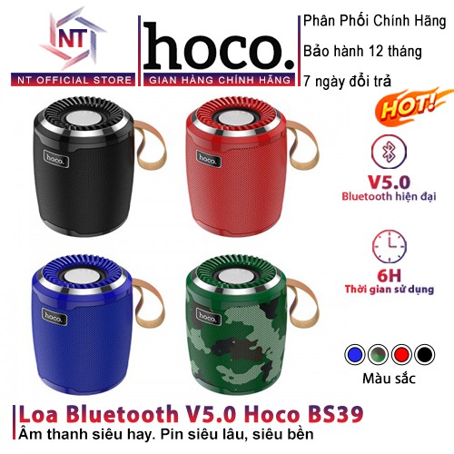 Loa bluetooth cao cấp hoco bs39 v5.0 5w chính hãng hỗ trợ fm tf usb aux tws ipx5 nghe nhạc siêu hay gọi siêu lâu