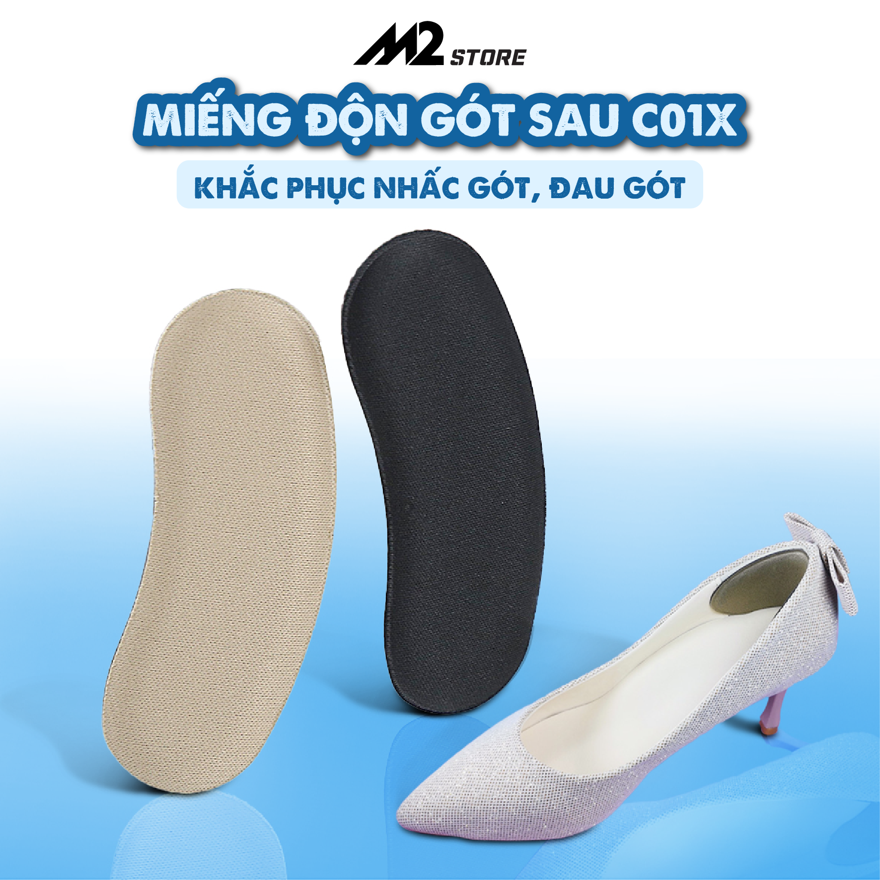 Miếng Lót Gót Giày Nam Nữ - Chống Đau Gót, Nhấc Gót C01X (Bộ 2 miếng)