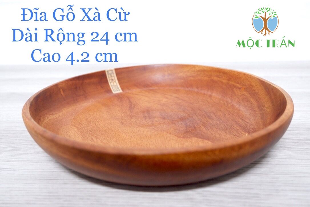 Đĩa Tròn Gỗ Xà Cừ MỘC TRẦN kích thước 24 x 24 x 4 ( cm ), dụng cụ nhà bếp đa năng đựng trái cây, thực phẩm tươi sống, bánh các loại - SẢN PHẨM TIÊU CHUẨN XUẤT KHẨU