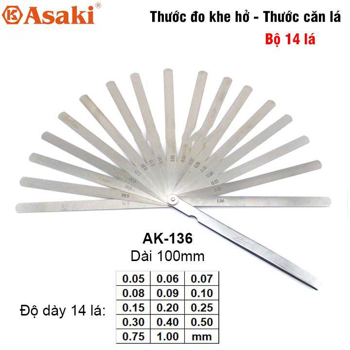 Dưỡng đo độ dày asaki asaki ak-136 c2-100x14