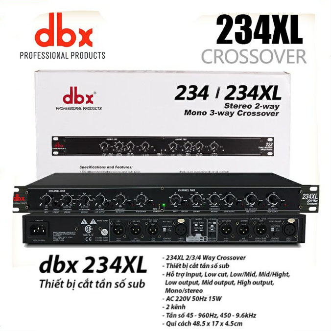 Bộ lọc phân tần chỉnh âm crossover dbx 234xl- hàng nhập khẩu - thiết bị phân tần cắt tần số sub chuyên nghiệp- âm thanh hay sáng được chia làm 3 đường tiếng -cổng kết nối xlr , phù hơp cho dàn âm thanh sân khấu,quán ba,hội trường