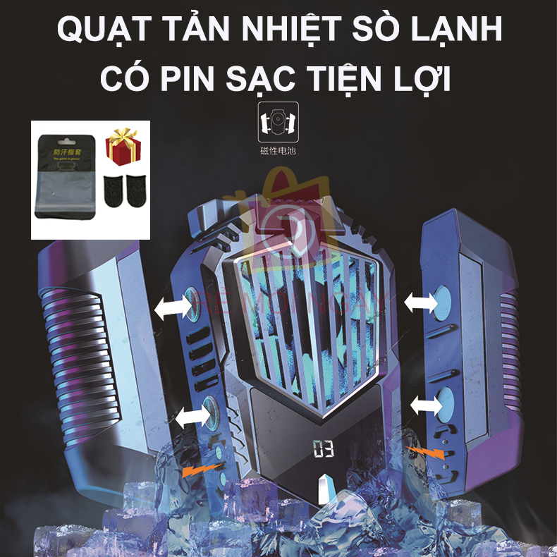 Quạt tản nhiệt điện thoại có pin X3A, Quạt tản nhiệt sò lạnh có pin sạc giảm ngay 20-30 độ