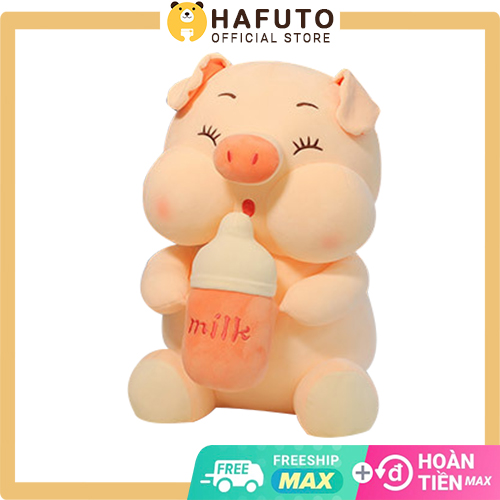 Size 35cm| Gấu Bông Heo Ôm Bình Sữa Hafuto Nhiều Cảm Xúc, Hàng Cao Cấp, Siêu Cute