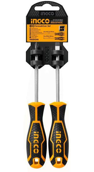 Bộ tuốc nơ vít dẹp và bake 2 chi tiết ingco hksd0248