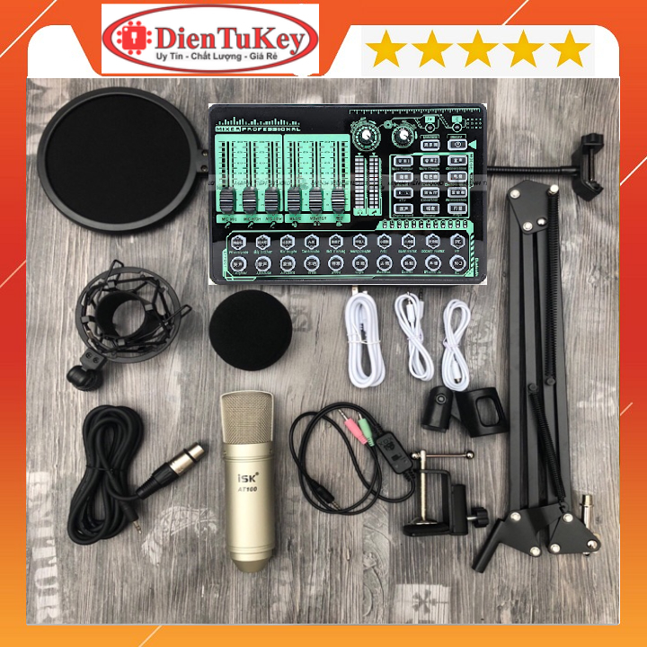 [HCM]Bộ livestream sound card h9 mic isk AT100 chuyên hát live stream karaoke thu âm - PK46