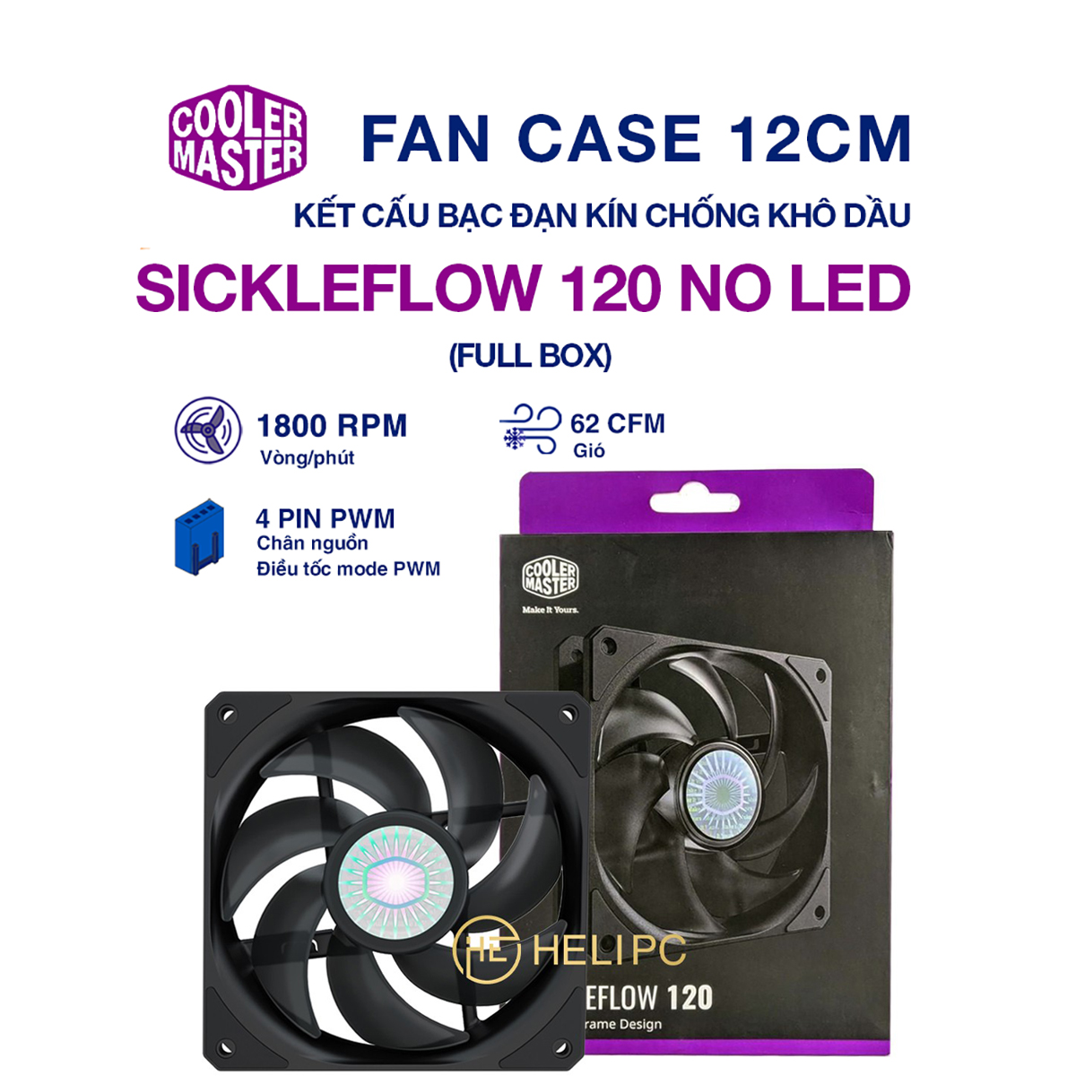 Quạt tản nhiệt case máy tính Cooler Master SickleFlow 120 - Quạt SickleFlow 12cm SF120 không led