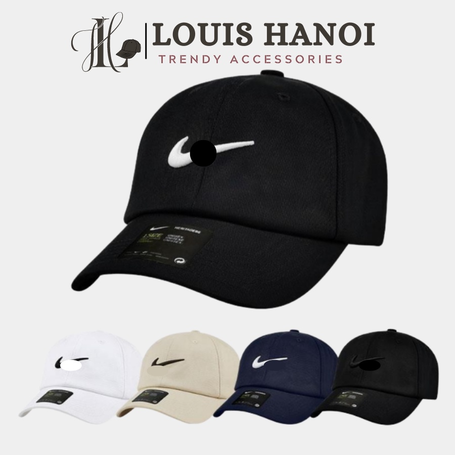 Mũ / nón lưỡi trai nam nữ thêu logo nike louis hanoi - nón kết nike cao cấp 3 màu đen, trắng, be cực chất