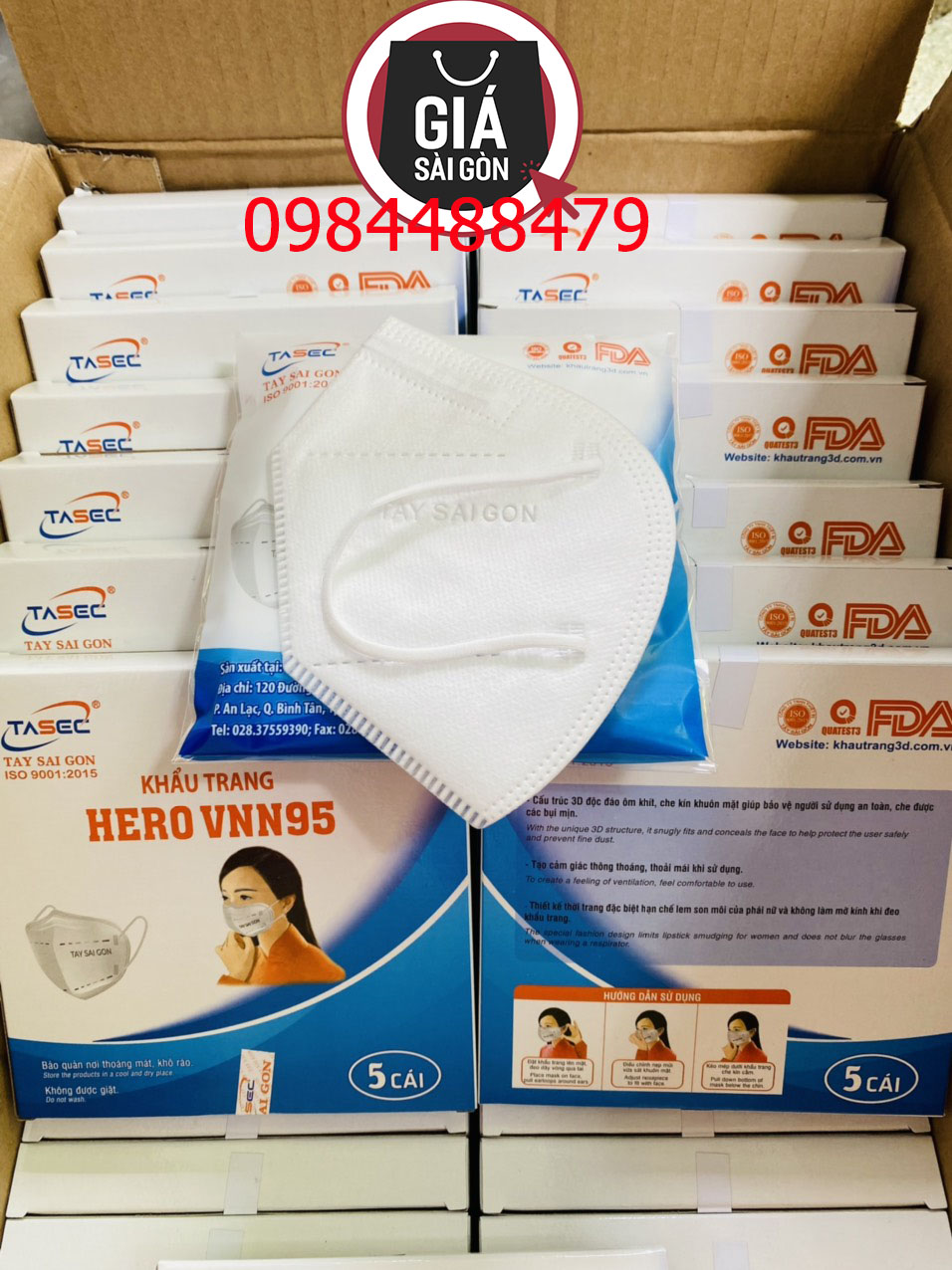(Hộp 5 cái) Khẩu trang N95 Tây Sài Gòn chống bụi và kháng khuẩn GSG879
