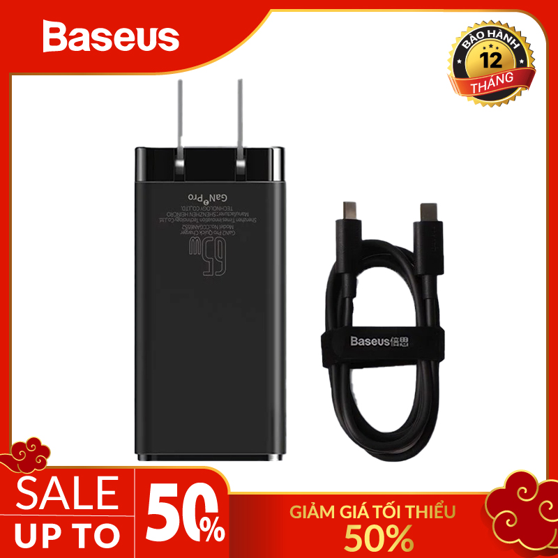 Bộ sạc nhanh baseus 65w gan2 pro, bộ sạc nhanh loại c 4.0 pd 3.0 usb c cho macbook pro iphone 11 pro samsung