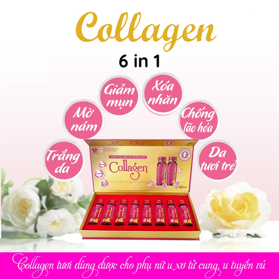 Collagen nước sáng đẹp da,dung dịch đẹp da demolada vạn tam hộp 8 chai 30ml