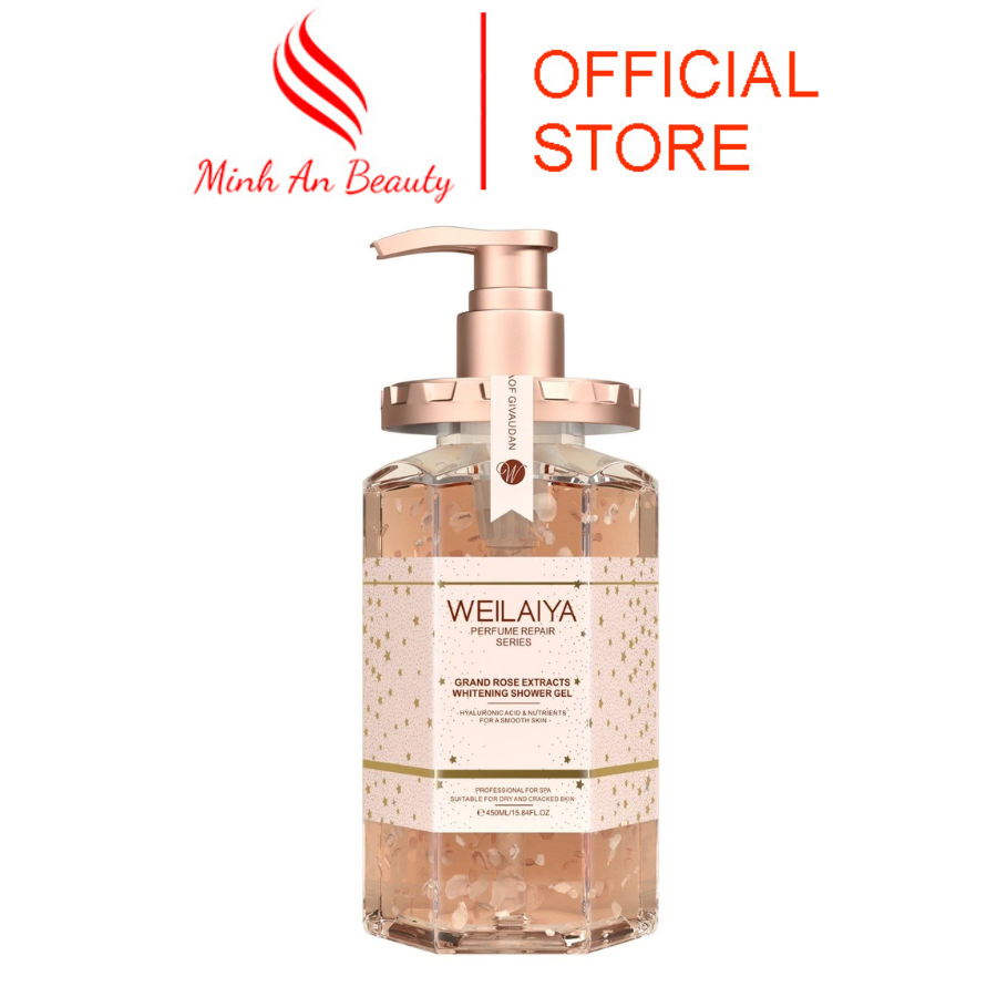 Sữa tắm weilaiya hoa hồng, sữa tắm cánh hoa hồng damask weilaiya 450ml dưỡng trắng da thơm lâu chính hãng 450ml
