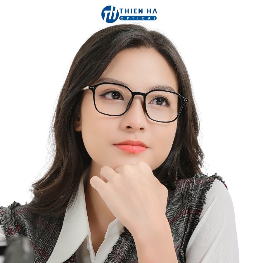 Gọng kính nhựa nam nữ dáng vuông Kính Mắt Thiên Hà chất liệu nhựa cao cấp, càng metal ko ghỉ JOLIE JL002