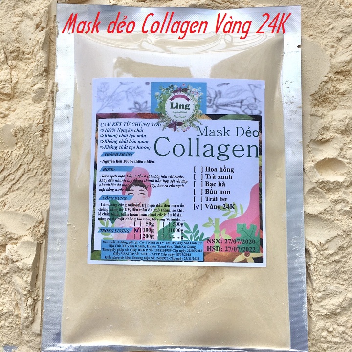 500g-1Kg Mask dẻo Collagen Vàng 24K có giấy VSATTP và ĐKKD nguyên chất thiên nhiên 100% dùng để đắp mặt