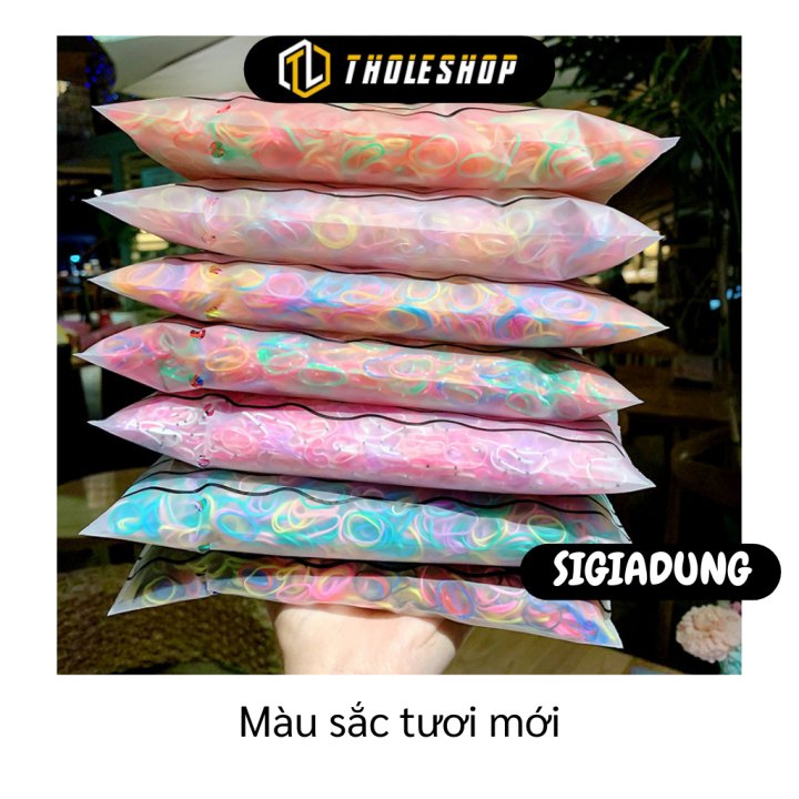 Thun cột tóc - Túi 1000 chun cột tóc nhiều màu bền, co giãn - Túi zip buộc tóc