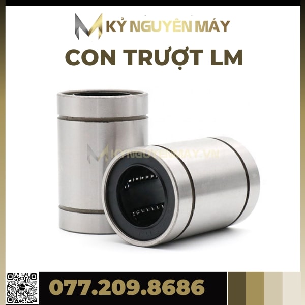 Con trượt lm16uu, lm20uu, lm25uu, lm30uu, bạc trượt lmuu, con trượt tròn lm uu, chất liệu thép chịu lực không gỉ