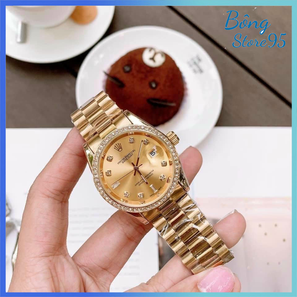 [HCM]❌Siêu Phẩm❌ Đồng Hồ Nam Dây Kim Loại Đúc Đặc Cao Cấp Đồng Hồ Đeo Tay Quartz Nhãn Hiệu Cao Cấp Mặt Tròn Viền Đính Đá Sang Trọng Mặt Size 38mm