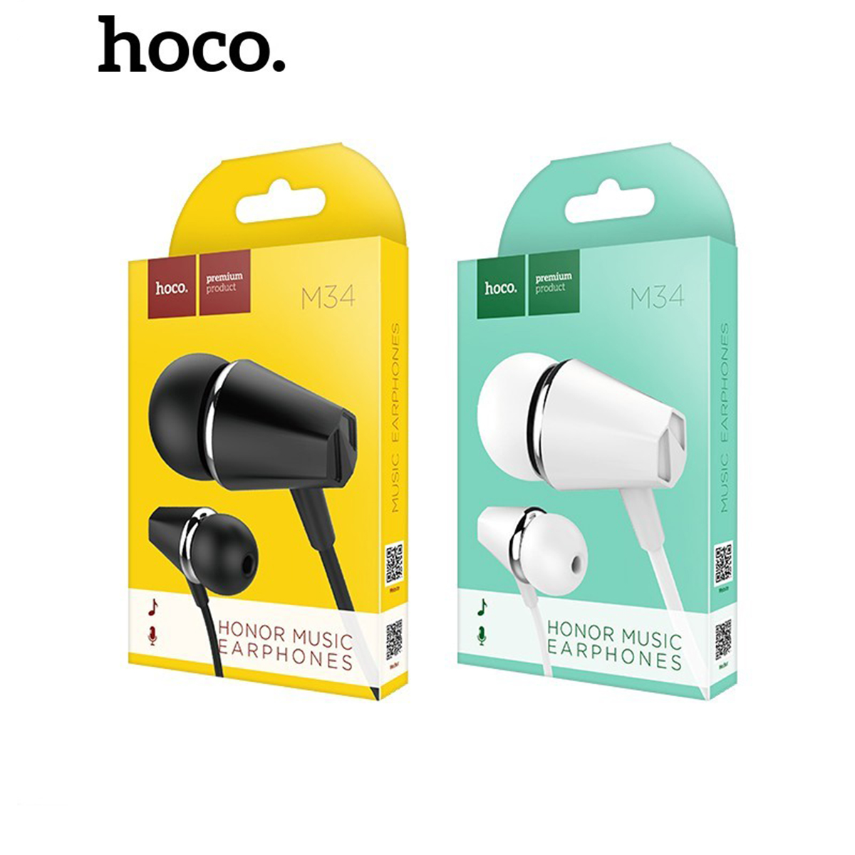 Tai nghe nhét tai Hoco M34 nghe hay có mic đàm thoại, dây dài 1.2m, Jack cắm 3.5mm - Chính hãng