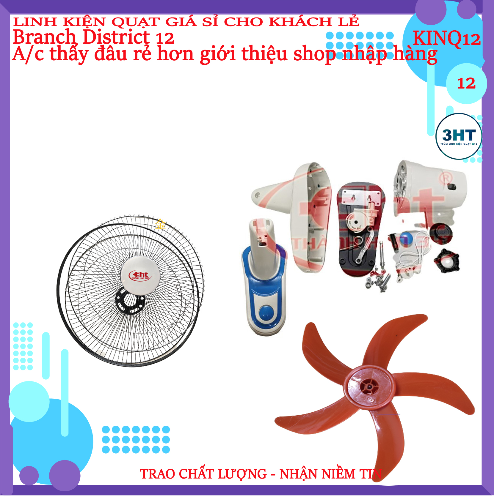 Trọn bộ vỏ áo quạt treo senko: bộ thân nhựa+ lồng cánh